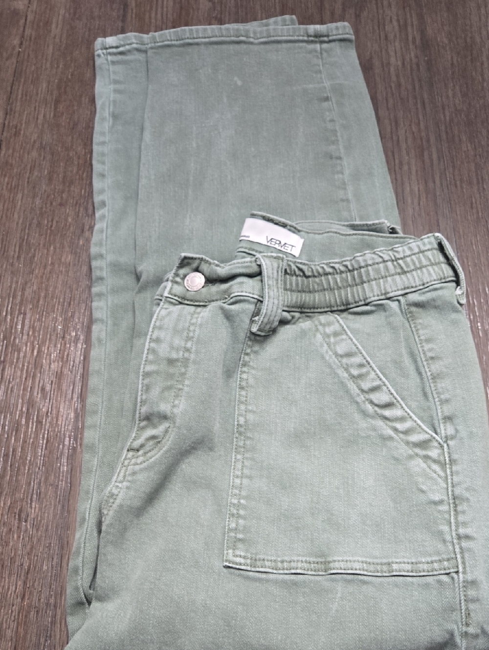 VERVET Women's Straight Leg Jeans in Sage Green